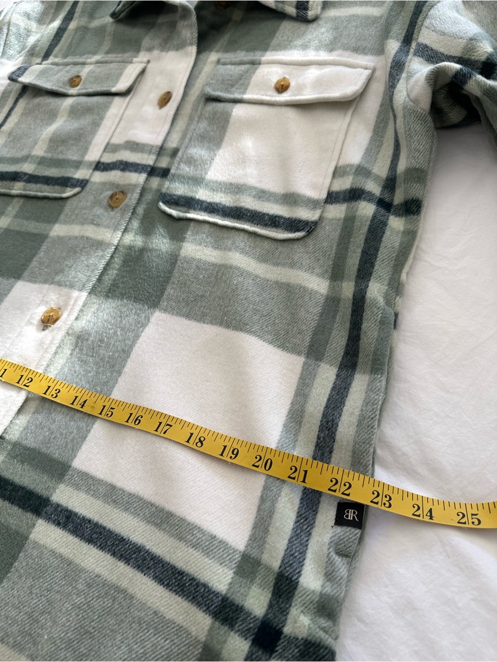 Banana Republic Sage, Ivory and Slate Plaid Shirt Jacket, size medium - Picture 13 of 16